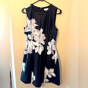 Calvin Klein Black Dress with White Floral Design
